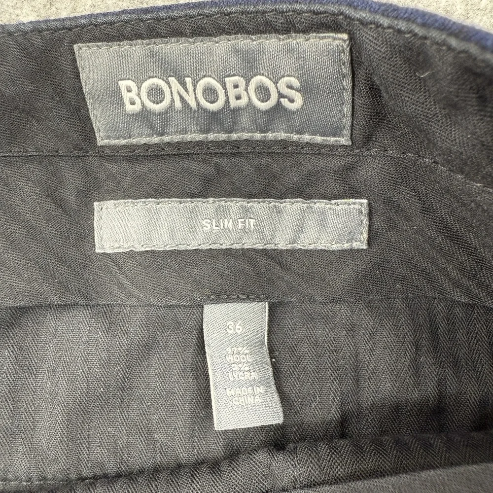 Bonobos Pants Mens 36 Blue Slim Fit Wool Blend Dress Trousers Flat Front‎